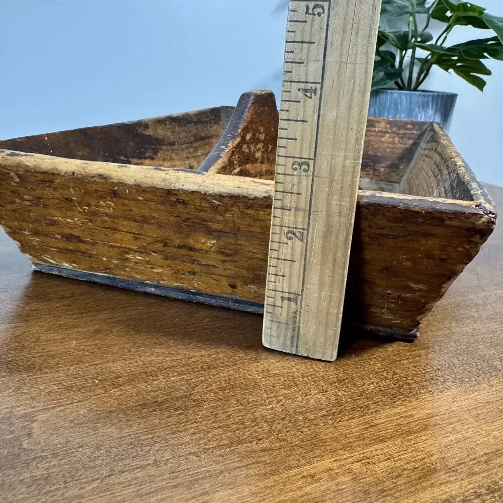 Antique Primitive Wooden Cutlery Tray Carrier Handmade Farmhouse Silverware Box